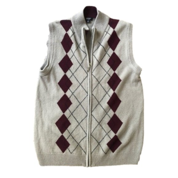 Cambridge Pure Wool Argyle Zip Vest